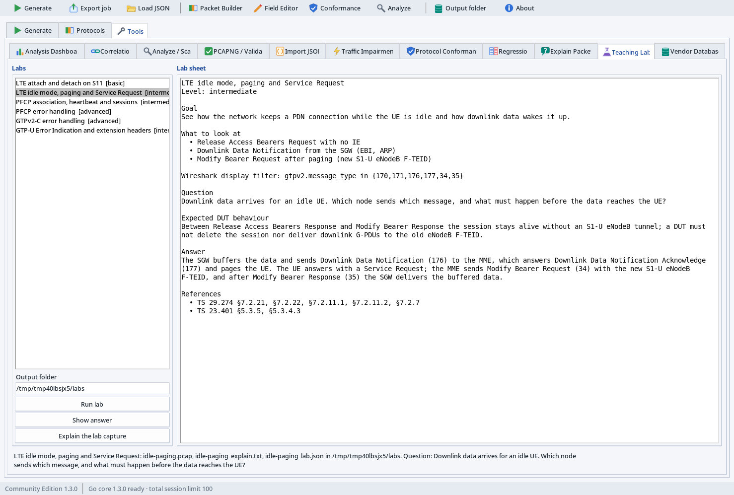 Mobile Core Generator teaching lab with questions and answers